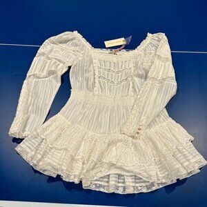 Love Shack Fancy Sanaya Dress True White Size Large NWT